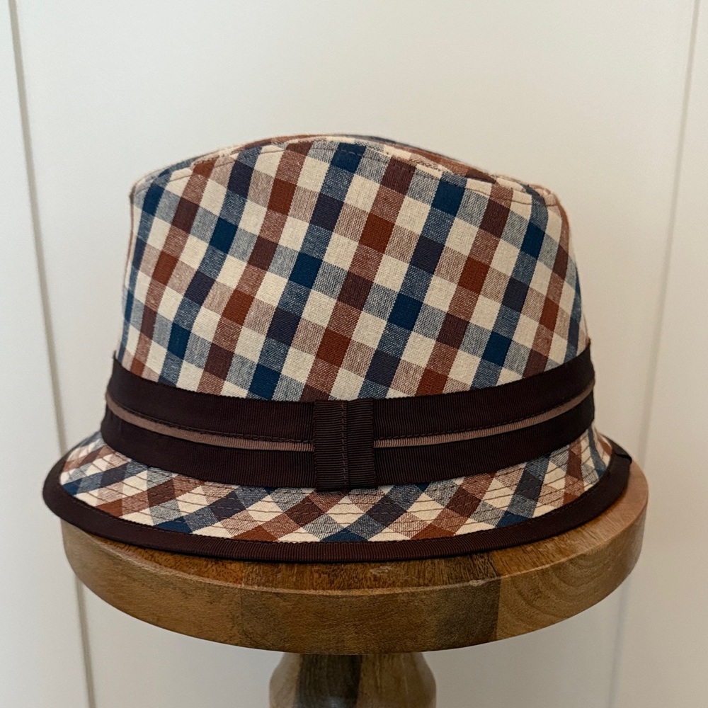 Grace Hats Plaid Bucket Hat with Brown Trim - Picture 4 of 9